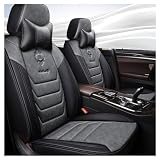 RWTECH Lot de housses de siège de voiture universelles pour SsangYong Musso Sports(P100)/Musso Pick up/Musso (Q200)/Musso Grand (Q200)/Musso Rhino XL (Q200) Accessoires de voiture, gris luxe