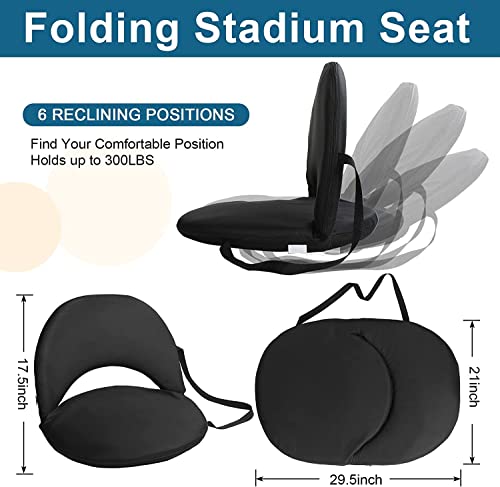AZOD Stadium Seats Cushion for Bleachers with Strong Back Support, Folding Bleacher Seat with Lightweight,6 Reclining Positions, Multifunctional Floor Chair for Indoor or Outdoor Portable Seat - Image 3