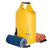 Waterproof Bag & Microfiber Bath Towel by Ascent * Spacious Stay-Dry Bag with Premium Quality Lightweight Large Travel Towel - Compact, Fast Drying, Absorbent - Perfect for Indoors & Outdoors!
