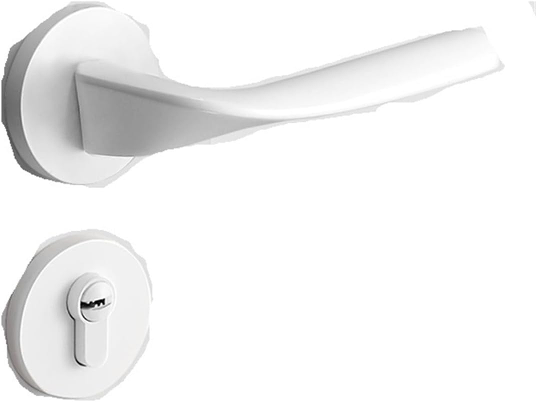 Indoor Magnetic Silent Lock Modern Simple Bedroom Door Lock zinc Alloy Home Door Wooden Door Handle(White Door Lock)