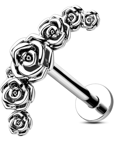 Jewseen Boucles d'oreilles en acier inoxydable 316L avec fermoir plat pour cartilage, cartilage, lèvre, hélix, labret