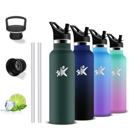 Gourde Isotherme, Bouteille Isotherme 500ml, Anti Fuite, Bouteille Inox, Double Isolation, Gourde Paille, 24h Froid & 12h Chaud, Gourde Acier Inoxydable, Bouteille pour École, Voyage, Bureau, Camping