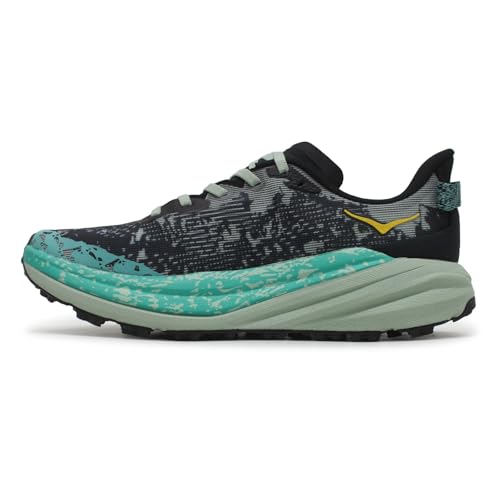 Hoka ONE ONE Women's Speedgoat 6 Sneaker, Black/Aloe Vera, 4 UK