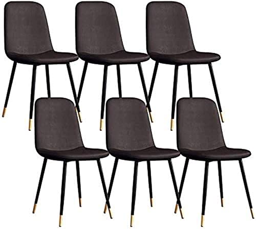 SJIALEN Modern Dining Chairs Set of 6, for Office Lounge Cafe Home Stool with Sturdy Metal Legs PU Leather Living Room Kitchen Chairs Kitchen Chair (Color : Brown, Size : 43x55x82cm)