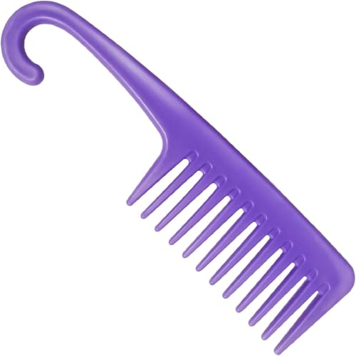 Wide Tooth Comb Shower Comb With Hook, JUYOU Good for Curly Hair Wet Dry, Premium Tangle Free Combs 1Pcs Purple