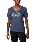 Columbia Women's Plus-Size Mount Rose Relaxed Tee Shirt, Nocturnal Heather/CSC Badge, 1X