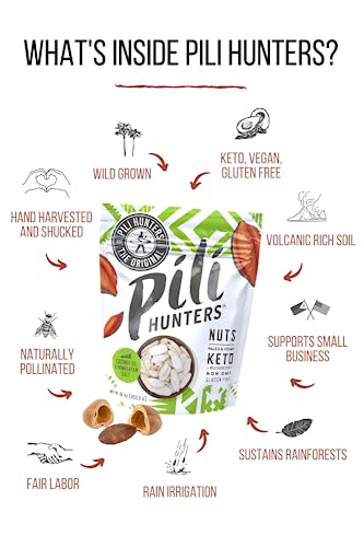 Pili Hunters - Wild Sprouted Pili Nuts, Coconut Oil and Himalayan Salt (5oz Bag) Keto/Paleo/Vegan Snacks, Low Carb Energy, Gluten Free, No Sugar Added, Superfood