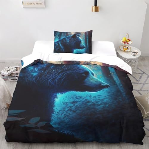 Housse de couette 3D Lumos Bears parure lit microfibre 135x200cm - 3