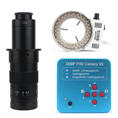 {pANZT[ 38MP 2K HDMI UBS Industry Video Microscope Camera +130X/180X/300X Monocular Lens 56 Light For PCM SMD Soldering(