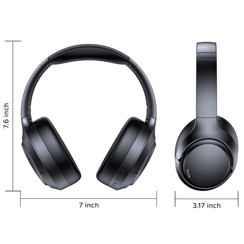 Hybrid Active Noise Cancelling Headphones Wireless, 120Hrs Playtime, 6 ENC Clear Mic, Over Ear Bluetooth Headphones with Hi-Res Audio Comfort Earcup Foldable ANC Headphone for Travel Game Home Office - Image 9