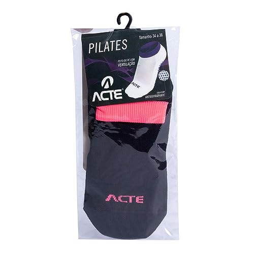 Acte, Par de Meias para Pilates Tamanho 33 a 38 F3-PR - Rosa e Branco
