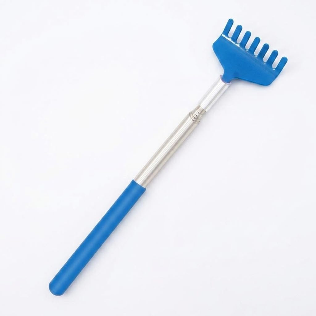 Yunmeryker Cat Brush and Resin Back Scratcher for Cat Grooming, Telescopic Long Handle Extendable to 64cm, Interactive Toy for Relaxation, Wall Corner, Blue, Blue