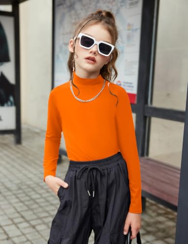 Image of Arshiner Girls Long Sleeve Mock Turtleneck Shirts Slim Fit Base Layer Top