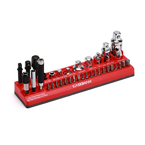 casoman CASOMAN 35-Piece Magnetic Socket Accessory Holder, Magnetic Tool Organizer Tray, Holds Bits, Adapters, Universal Joints,Bit Holders, and Bits