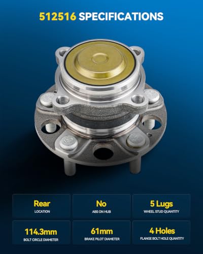 Image of PHILTOP 512516 x1 Rear Wheel Bearing Hub Assembly for Honda Accord