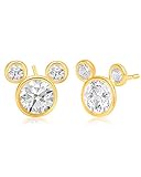 Disney Jewelry Mickey Mouse Cubic Zirconia Stud Earrings, 10k Yellow Gold
