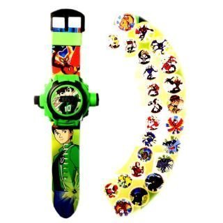 Pappi-Haunt - Quality Assured - Kids Special Favourite Toys - Pack Of 2 - Benton ( Ben 10 ) Projector Band Watch + Jelly Slim Black Digital Led Band Watch For Kids, Children #TOP4