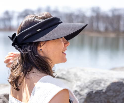 Scala Women's Deluxe Big Brim Cotton Visor With Bow, Black, One Size #TOP6