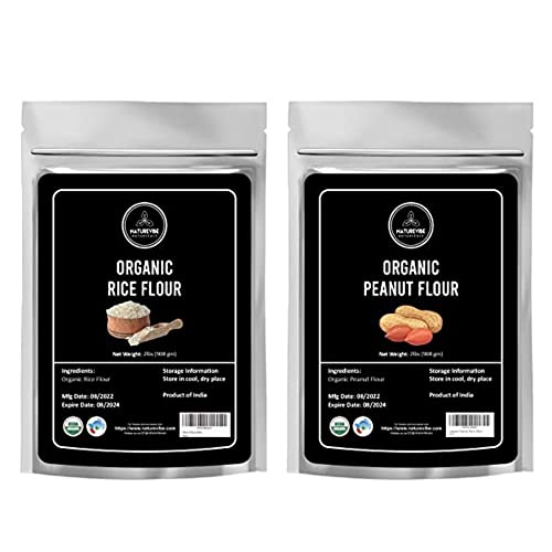 Naturevibe Botanicals White Rice Flour - 2Lbs & Peanut Flour, 2Lbs (32 Ounces) | Flours Combo #TOP16