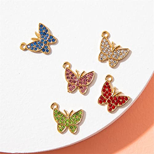 20 Pieces Butterfly Charms For Jewelry Making, Diy Gold Silver Plated Enamel Rhinestone Butterfly Pendants For Earring Necklace Bracelet Keychain Pendant Craft Supplies Accessories,14X12Mm,10 Styles #TOP3