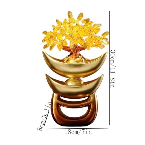 Arbre de fortune feng shui en citrine jaune et cristaux de table - 2