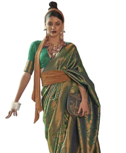Image of SWORNOF Women's kanjivaram banarasi silk saree for Patola festival Wedding silk with rich pallu Design sarees for women with blouse piece