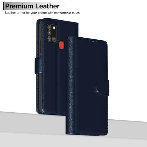 Image of Pikkme Samsung Galaxy A21s Flip Cover Magnetic Leather Wallet Case Shockproof TPU for Samsung Galaxy A21s (Blue)