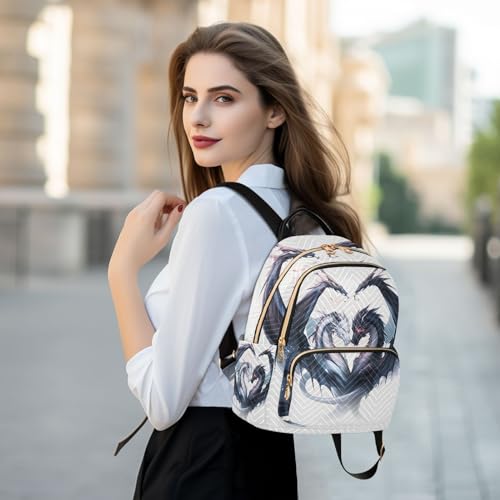 Image of ALAZA Couple Of Dragons Small Backpack Purse for Women Travel Bag Fashion Daypack Back Pack Shoulder Bag