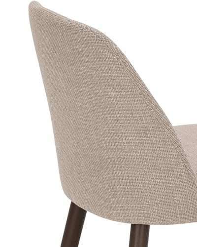 Image of Upholstered Dining Chairs Set of 2 - Modern Dining Room Chairs, Mid-Back Restaurant Kitchen Chairs with Wooden Legs, Camel