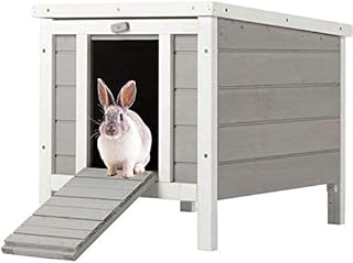 BUNNY BUSINESS Cat/Puppy/Rabbit/Guinea Pig Wooden Hide House - 50 x 42 x 43cm (Grey)