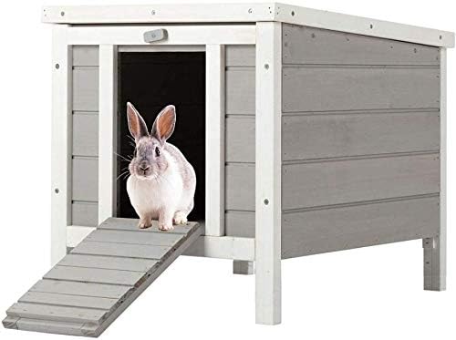 BUNNY BUSINESS Cat/Puppy/Rabbit/Guinea Pig Wooden Hide House - 50 x 42 x 43cm (Grey)