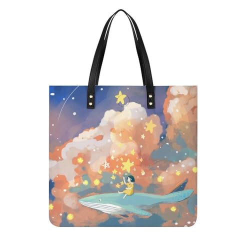 Sac à main shopper Étoile Baleine grand tote bag pour voyage 39x39cm