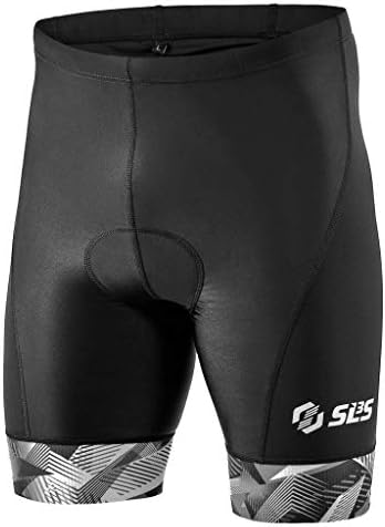 SLS3 Triathlon Shorts Mens - Tri Shorts Men's Compression - Black Men's Triathlon Shorts - 2 Pockets FX Tri Shorts for Men - Great Durability and Fit - German Designed (Black/Gray Geo, L)