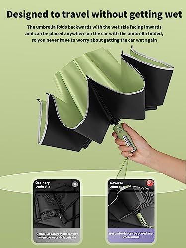 诚拓光电 Three-Fold Vinyl Automatic Reverse Umbrella Sunscreen Sunshade Uv Protection Umbrella 10 Brackets (White) #TOP5