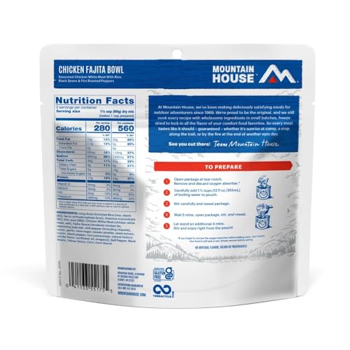 Mountain House Chicken Fajita Bowl | Freeze Dried Backpacking & Camping Food | Gluten-Free | 2 Servings - Thumbnail 2