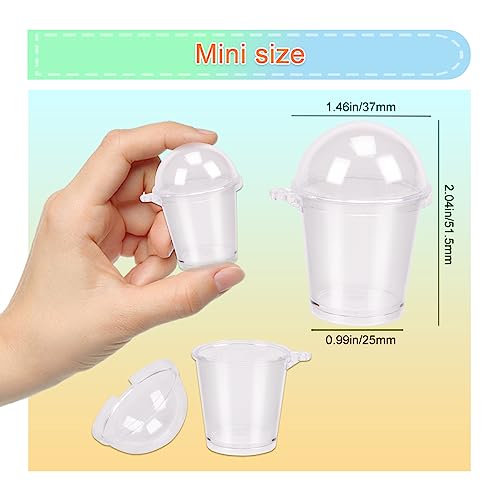 Koobook 20Pcs Mini Frappuccino Cup Cold Coffee Cup Dollhouse Miniature Simulation Plastic Cup Cake Ice Cream Cups(With Doming Lid) #TOP4