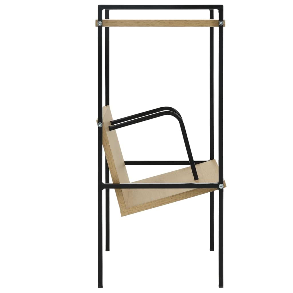 Bibliothèque 2 Niveaux Noir chêne 52 x 28 x 59 cm en Bois d ingénierie et Acier, rayonnage pour Livres CD DVD, étagère sur Pied compacte