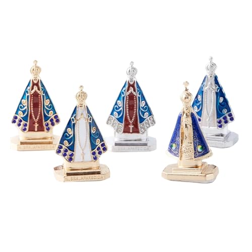 ZUJIABAO Juego de 5 estatuas de Nossa Senhora Aparecida de las vírgenes Marías, adorno de mesa para interior de coche, decoración del hogar, figuras religiosas católicas