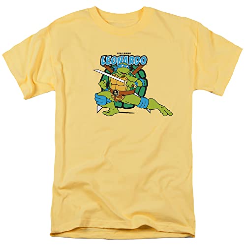T-shirt TMNT Leonardo par LOGOVISION en coton jaune pour fan de Tortues Ninja