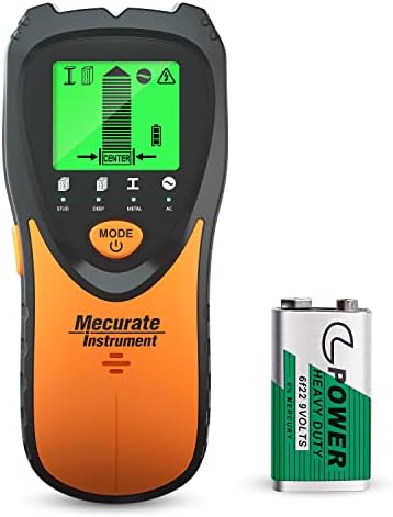 Mecurate Stud Finder Wall Scanner Sensor - 5 in 1 Electronic Stud with LCD Display & Audio Alarm for Wood AC Live Wire Metal Studs Detection Joist Pipe