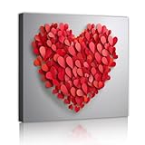 赤いラブハートキャンバスプリントロマンチックウォールアートモダンミニマリスト壁装飾リビングルームオフィスダイニングルームホームデコレーション80x80cmインナーフレームを吊るす準備ができています