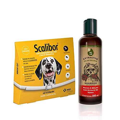 Kit Scalibor Coleira Antiparasitária 65cm + Shampoo PetLab Extractos Pelos Escuros 300mL, Scalibor &