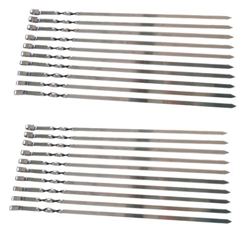 Spiedini Inox Larghi 2 Cm Zmc Spiedini Per Kebab In Acciaio Inox 55 Cm - Larghezza 2 Cm, Con Manico In Legno, Set Da 1 Crispi Tiger
