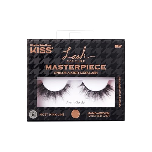 KISS Lash Couture Masterpiece Hand-Woven Faux Mink False Eyelashes, Style ‘Avant-Garde’, 12mm,