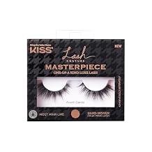 KISS Lash Couture Masterpiece Hand-Woven Faux Mink False Eyelashes, Style Avant-Garde, 12mm, Easy to Apply, Reusable, Vegan, Cruelty Free, 1 Pair Strip Lashes