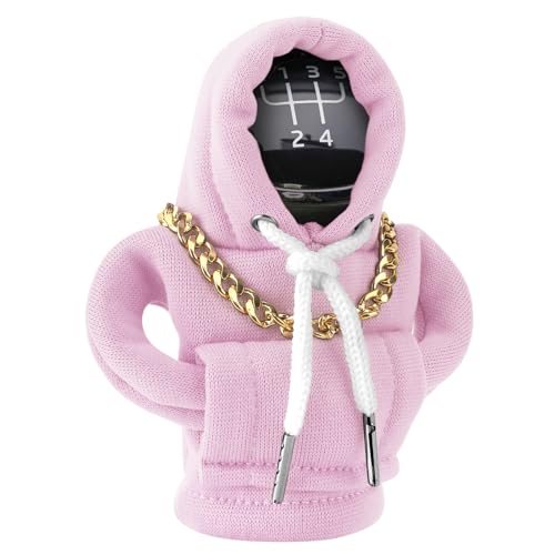 HIAHXC Funny Gear Shift Hoodie Cover Car Shifter Knob Sweatshirt Universal Stick Shift Cover for Car Gear Handle Cute Automotive Interior Accessory Gift for Men & Women (Pink)