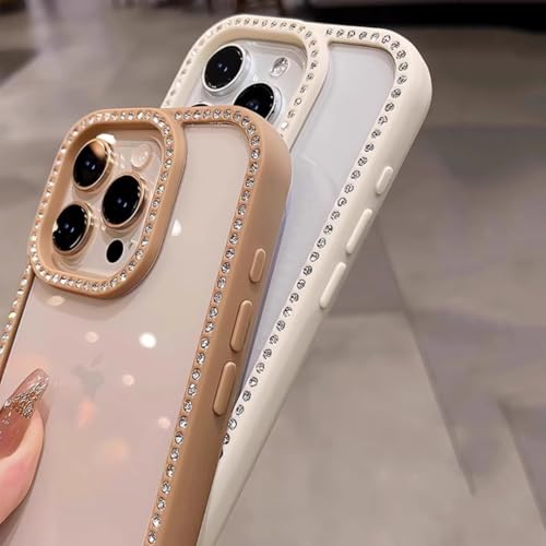 Coque iPhone 14 Pro Max à paillettes chic et antichoc Blanc Antique - 3