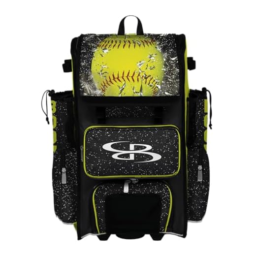 Boombah Superpack Hybrid Rolling Bat Bag - Softball Highlight Bat Pack Black/Optic Yellow/Red - Wheeled & Backpack Version