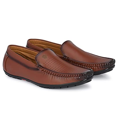 Image of Stylelure Men Synthetic Leather Perforations Suede Loafers