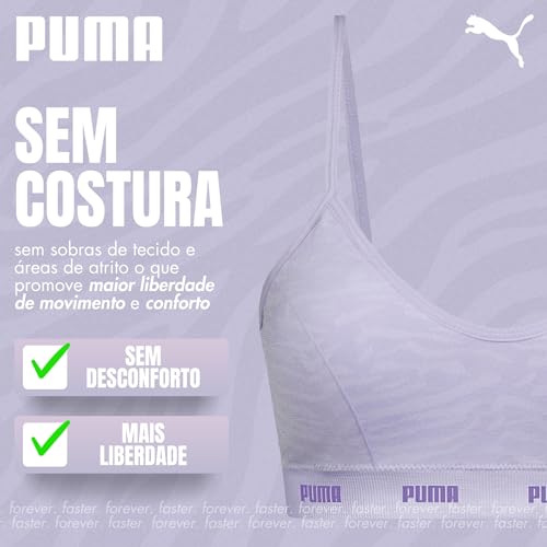 PUMA Top Sutiã Sem Costura com Bojo Anatômico Feminino Adulto, Lilás, M